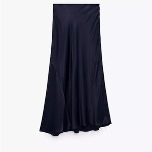 Zara Navy Satin Skirt